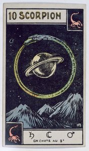 Skorpionia kuvaava astrologinen tarot-kortti tekijältä French School