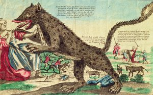 Gevaudanin pedon hyökkäykset vuonna 1764 (värikaiverrus) tekijältä French School