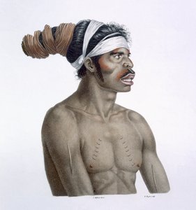 Australian aborigiini, mies nimeltä Cour-rou-bari-gal, New Holland, 1812 tekijältä French School
