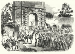 Itävallan joukot saapuvat Milanoon, Italiaan, 6. elokuuta 1848 (kaiverrus) tekijältä French School