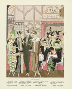 Aux Accacias .., teoksesta Art-Gout-beaute, julkaisu 1924 (pochoir Print) tekijältä French School