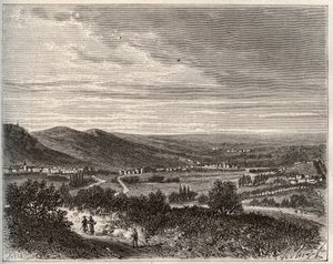 Ay et la montagne de Reims - Marnen departementti - kaiverrus "La France illustree: maantiede, historia, tilastohallinto" V.A. Maltaanruskea. 1884 tekijältä French School