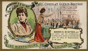 Baroness Bertha von Suttner, itävaltalainen kirjailija ja pasifisti (chromolitho) tekijältä French School