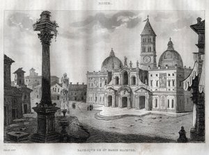 Basilica di Santa Maria Maggiore - Rooma - Basilica of Santa Maria Maggiore (Basilica of Santa Maria Maggiore) Rooma - Kaiverrus "" Maalauksellisesta Italiasta "" - Historiallinen ja kuvaava Italian maalaus, M. de Norvins, Ch. Nodier 1834- 1836. tekijältä French School