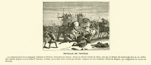 Thapsuksen taistelu, Pohjois-Afrikka, Caesarin sisällissota, 46 eKr. (kaiverrus) tekijältä French School