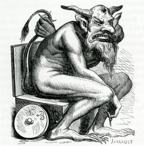 Belphegor, kuva Jacques Albin Simon Collin de Plancyn sanakirjasta Infernal, 1863 tekijältä French School