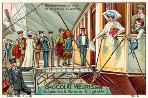 Ilmalaivaan nousu Lontoossa (chromolitho) tekijältä French School