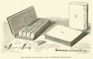Luettelolaatikko, uusi järjestelmä käytössä Bibliotheque Sainte-Genevieve (kaiverrus) tekijältä French School
