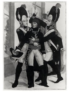 Bonaparte (1769-1821) Kahden Grenadierin suojelema istunnon aikana St.Cloudissa, 19 brumaire an 8 (10. marraskuuta 1799), n. 1800 tekijältä French School