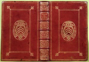 Annals of Tacitus -kirjan kansi, jossa on Armand-Jean du Plessisin vaakuna, kardinaali Richelieu (1585-1642) (punainen nahka ja kulta) tekijältä French School