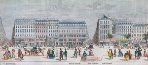 Boulevard Montmartre eteläpuolella ja boulevard des Italiens eteläpuolella - Rue Vivienne - Maison Frascati - Rue Richelieu - Cafe Cardinal - Kaiverrus "Tableau-de-Paris" Edmond Texier 1852 tekijältä French School