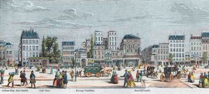 Boulevard du Temple eteläpuoli - Rue Charlot - Cafe Turk - Passage Vendome - Rue du Temple - Kaiverrus "Tableau-de-Paris" Edmond Texier 1852 tekijältä French School
