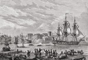 Brest vuonna 1791, kaiverrettu Le Breton, Louis Blancin (1811-82) teoksesta "Histoire de la Revolution Francaise" tekijältä French School