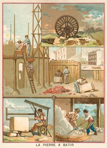 Rakennuskivi (chromolitho) tekijältä French School