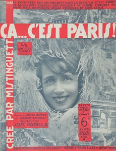 Ca...Cest Paris, cover-versio Mistinguettin kappaleesta Score of Song, julkaissut Editions Salabert in Paris, 1926 tekijältä French School