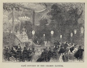 Cafe Concert in the Champs Elysees (kaiverrus) tekijältä French School
