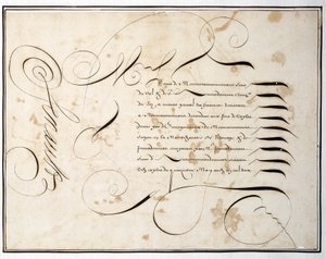 Kalligrafia: Louis Senaultin käsikirjoituskaavio taloudellisesta kierroksesta 1600-luvun jälkipuoliskolla tekijältä French School