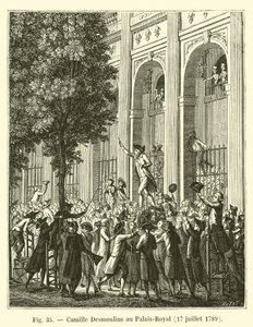 Camille Desmoulins Palais-Royalissa 17. heinäkuuta 1789 tekijältä French School