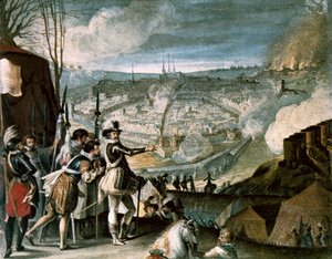 Henrik IV:n joukkojen leiri, öljy puulle, 1600-luvun alku tekijältä French School