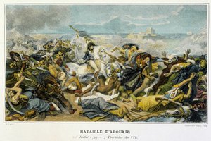 Egyptin kampanja (retkikunta) (1798-1801): Joachim Murat (1767-1815) Aboukirin taistelun aikana 25. heinäkuuta 1799, jonka aikana Bonaparte hylkäsi turkkilaiset merelle. tekijältä French School
