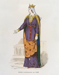 Capetian Queen vuonna 1360, ranskalaisista siviili- ja sotilasasuista vuosisatojen ajan tekijältä French School