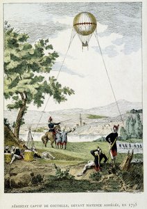 Jean Marie Joseph (Jean-Marie-Joseph) Coutellen (1748-1835) vankeudessa oleva aerostaatti ennen Mainzin piiritystä tekijältä French School