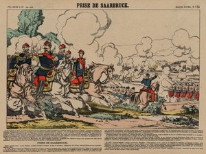 Saarbrückenin valloitus Ranskan, Ranskan ja Preussin sodan toimesta, 2. elokuuta 1870 (värikaiverrus) tekijältä French School