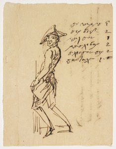 Nuoren sotilaan karikatyyri, 1809 (kynä ja ruskea muste paperille) tekijältä French School