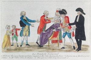 Karikatyyri kirkon omaisuuden kansallistamisesta Ranskassa Ranskan vallankumouksen aikana, 1792