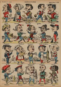 Karikatyyrit (värillinen kaiverrus) tekijältä French School