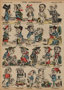 Karikatyyrit (värillinen kaiverrus) tekijältä French School