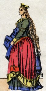 Karolingien dynastia: Judith of Baviere (805-843) muotokuva Ludvig I:n frangivaimosta, jota kutsuttiin hurskaaksi tai "" Debonnaireksi"" (778-840). Epinaalikuvaus 1800-luvun lopulta. Yksityinen kokoelma. tekijältä French School