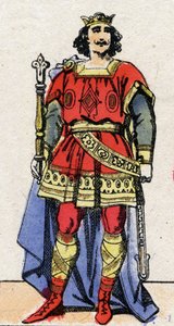 Karolingien dynastia: Ludvig II Begue (846-879), frangien kuninkaan muotokuva 877-879. Epinaalikuvaus 1800-luvun lopulta. Yksityinen kokoelma. tekijältä French School