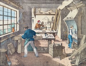 Puusepänpaja, n. 1860 tekijältä French School