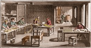 Cartier - Pelikorttien valmistus - "" Grande Encyclopedia tai Dictionnaire Raisonne des Sciences, des Arts et des Metiers"" (Encyclopedia tai Dictionary of the Sciences, Arts and Professions), kirjoittaneet Denis Diderot (1713-1784) ja Jean d