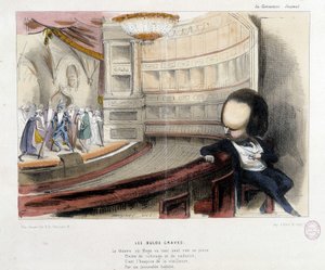 Pilapiirros Victor Hugosta ja teatterista - litografia tekijältä French School