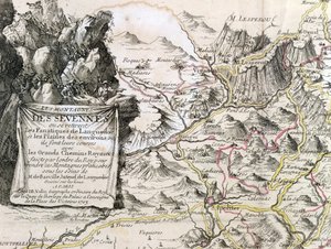 Cartouche Cevennesin alueen kartalta, 1703