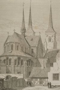 Katedraali 1850-luvulla, Roskilde, Tanska, Le Tour du Mondesta, julkaistu Pariisissa, 1860-luku tekijältä French School