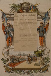 Hyvän käytöksen todistus, 37. jalkaväkirykmentti, 1896 tekijältä French School