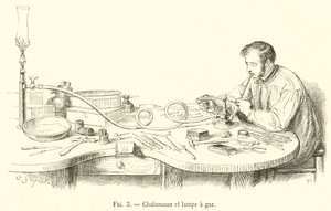 Taskulamppu ja kaasulamppu (kaiverrus) tekijältä French School
