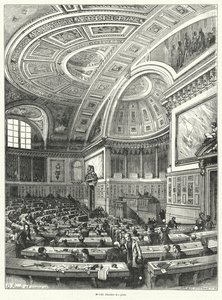 Chambre des Pairs, Ranskan parlamentin ylähuone vuodesta 1814 sen lakkauttamiseen vuoden 1848 vallankumouksen jälkeen (kaiverrus) tekijältä French School