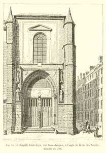 Saint-Yves-kappeli, rue Saint-Jacques, rue des Noyersin kulmassa, purettu vuonna 1796 tekijältä French School