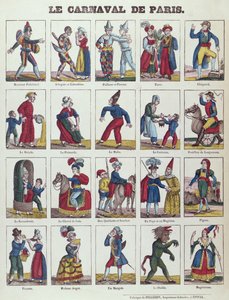 Pariisin karnevaalin henkilöitä, n. 1840 tekijältä French School