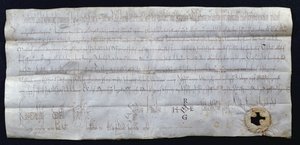 Ranskan kuninkaan Hugues I Capetin (941-996) allekirjoittama peruskirja, 988 (kynä ja muste paperille) tekijältä French School
