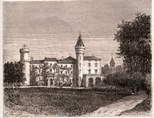 Chateau de Lamartine - 71520 Saint Point - kaiverrus "La France illustree: maantiede, historia, tilastohallinto" V.A. Maltaanruskea. 1884 tekijältä French School