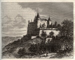 Chateau de Mercues - Cahors - kaiverrus "La France illustree: maantiede, historia, tilastohallinto" V.A. Maltaanruskea. 1884 tekijältä French School