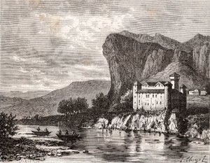 Chateau de la Caze en Lozere - kaiverrus "La France illustree: maantiede, historia, tilastohallinto" V.A. Maltaanruskea. 1884 tekijältä French School