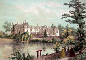 Chateau de la Loire: Näkymä Chateau de la Seillerayelle Carquefoussa (Loire Atlantique). 1800-luvun yksityiskokoelman vedoksia tekijältä French School
