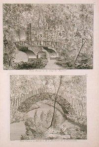Kiinalainen silta Attichissa, George Louis Le Rougen teoksesta Jardins Anglo-Chinois a la mode, julkaistu 1785 (kaiverrus) tekijältä French School