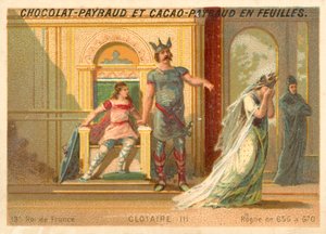 Chlothar III, frankkilainen Neutrian ja Burgundin kuningas (chromolitho) tekijältä French School